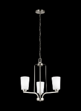 Generation Lighting - Seagull US 3128903EN3-962 - Franport transitional 3-light LED indoor dimmable ceiling chandelier pendant light in brushed nickel