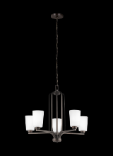 Generation Lighting - Seagull US 3128905-710 - Franport transitional 5-light indoor dimmable ceiling chandelier pendant light in bronze finish with