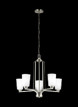 Generation Lighting - Seagull US 3128905EN3-962 - Franport transitional 5-light LED indoor dimmable ceiling chandelier pendant light in brushed nickel