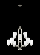Generation Lighting - Seagull US 3128909-962 - Franport transitional 9-light indoor dimmable ceiling chandelier pendant light in brushed nickel sil