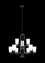 Generation Lighting - Seagull US 3128909EN3-710 - Franport transitional 9-light LED indoor dimmable ceiling chandelier pendant light in bronze finish