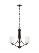 Generation Lighting - Seagull US 3137303-710 - Elmwood Park traditional 3-light indoor dimmable ceiling chandelier pendant light in bronze finish w