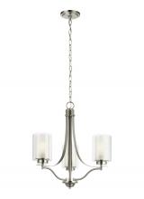 Generation Lighting - Seagull US 3137303-962 - Elmwood Park traditional 3-light indoor dimmable ceiling chandelier pendant light in brushed nickel