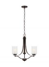 Generation Lighting - Seagull US 3137303EN3-710 - Elmwood Park traditional 3-light LED indoor dimmable ceiling chandelier pendant light in bronze fini