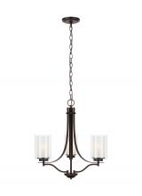 Generation Lighting - Seagull US 3137303EN3-710 - Elmwood Park traditional 3-light LED indoor dimmable ceiling chandelier pendant light in bronze fini