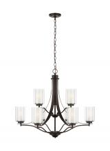 Generation Lighting - Seagull US 3137309EN3-710 - Elmwood Park traditional 9-light LED indoor dimmable ceiling chandelier pendant light in bronze fini