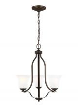 Generation Lighting - Seagull US 3139003-710 - Emmons traditional 3-light indoor dimmable ceiling chandelier pendant light in bronze finish with sa