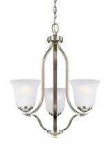 Generation Lighting - Seagull US 3139003-962 - Emmons traditional 3-light indoor dimmable ceiling chandelier pendant light in brushed nickel silver