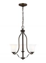 Generation Lighting - Seagull US 3139003EN3-710 - Emmons traditional 3-light LED indoor dimmable ceiling chandelier pendant light in bronze finish wit