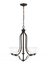 Generation Lighting - Seagull US 3139005-710 - Emmons traditional 5-light indoor dimmable ceiling chandelier pendant light in bronze finish with sa