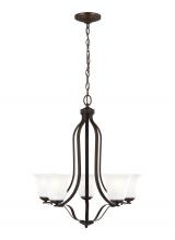 Generation Lighting - Seagull US 3139005EN3-710 - Emmons traditional 5-light LED indoor dimmable ceiling chandelier pendant light in bronze finish wit