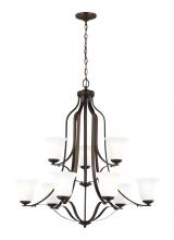 Generation Lighting - Seagull US 3139009-710 - Emmons traditional 9-light indoor dimmable ceiling chandelier pendant light in bronze finish with sa