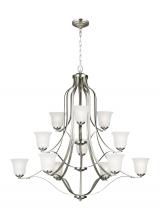 Generation Lighting - Seagull US 3139012-962 - Emmons traditional 12-light indoor dimmable ceiling chandelier pendant light in brushed nickel silve
