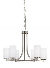 Generation Lighting - Seagull US 3139106-962 - Hettinger transitional 6-light indoor dimmable ceiling chandelier pendant light in brushed nickel si