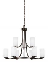 Generation Lighting - Seagull US 3139109-710 - Hettinger transitional 9-light indoor dimmable ceiling chandelier pendant light in bronze finish wit