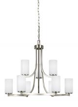 Generation Lighting - Seagull US 3139109-962 - Hettinger transitional 9-light indoor dimmable ceiling chandelier pendant light in brushed nickel si