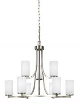 Generation Lighting - Seagull US 3139109EN3-962 - Hettinger transitional 9-light LED indoor dimmable ceiling chandelier pendant light in brushed nicke