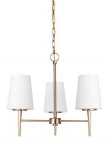 Generation Lighting - Seagull US 3140403-848 - Driscoll contemporary 3-light indoor dimmable ceiling chandelier pendant light in satin brass gold f