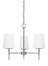 Generation Lighting - Seagull US 3140403-962 - Driscoll contemporary 3-light indoor dimmable ceiling chandelier pendant light in brushed nickel sil