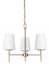 Generation Lighting - Seagull US 3140403EN3-848 - Driscoll contemporary 3-light LED indoor dimmable ceiling chandelier pendant light in satin brass go