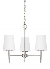 Generation Lighting - Seagull US 3140403EN3-962 - Driscoll contemporary 3-light LED indoor dimmable ceiling chandelier pendant light in brushed nickel