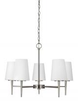 Generation Lighting - Seagull US 3140405-962 - Driscoll contemporary 5-light indoor dimmable ceiling chandelier pendant light in brushed nickel sil