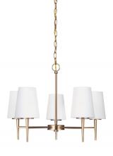 Generation Lighting - Seagull US 3140405EN3-848 - Driscoll contemporary 5-light LED indoor dimmable ceiling chandelier pendant light in satin brass go