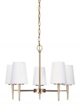Generation Lighting - Seagull US 3140405EN3-848 - Driscoll contemporary 5-light LED indoor dimmable ceiling chandelier pendant light in satin brass go