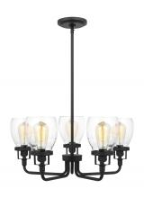 Generation Lighting - Seagull US 3214505-112 - Belton transitional 5-light indoor dimmable ceiling up chandelier pendant light in midnight black fi