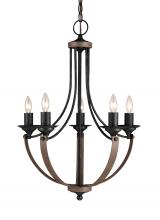 Generation Lighting - Seagull US 3280405-846 - Corbeille traditional 5-light indoor dimmable ceiling chandelier pendant light in stardust weathered