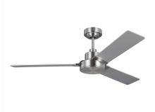 Generation Lighting - Seagull US 3JVR52BS - Jovie 52" Indoor/Outdoor Brushed Steel Ceiling Fan with Wall Control and Manual Reversible Motor