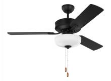 Generation Lighting - Seagull US 3LD48MBKD - Linden 48'' traditional dimmable LED indoor midnight black ceiling fan with light kit and re
