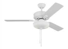 Generation Lighting - Seagull US 3LD48RZWD - Linden 48'' traditional dimmable LED indoor matte white ceiling fan with light kit and rever