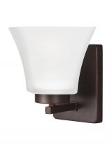 Generation Lighting - Seagull US 4111601EN3-710 - Bayfield contemporary 1-light LED indoor dimmable bath vanity wall sconce in bronze finish with sati