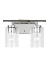 Generation Lighting - Seagull US 41171-05 - Oslo dimmable 2-light wall bath sconce in a chrome finish with clear seeded glass shade