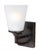 Generation Lighting - Seagull US 4124501-710 - Hanford traditional 1-light indoor dimmable bath vanity wall sconce in bronze finish with satin etch