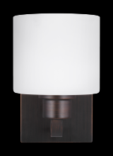Generation Lighting - Seagull US 4128801-710 - Canfield modern 1-light indoor dimmable bath vanity wall sconce in bronze finish with etched white i
