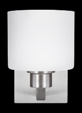 Generation Lighting - Seagull US 4128801-962 - Canfield modern 1-light indoor dimmable bath vanity wall sconce in brushed nickel silver finish with