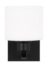 Generation Lighting - Seagull US 4128801EN3-112 - Canfield indoor dimmable LED 1-light wall bath sconce in a midnight black finish and etched white gl