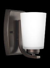 Generation Lighting - Seagull US 4128901EN3-710 - Franport transitional 1-light LED indoor dimmable bath vanity wall sconce in bronze finish with etch