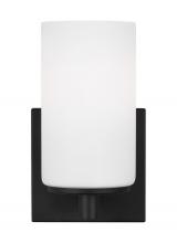Generation Lighting - Seagull US 4139101-112 - Hettinger traditional indoor dimmable 1-light wall bath sconce in a midnight black finish with etche