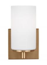 Generation Lighting - Seagull US 4139101-848 - Hettinger traditional indoor dimmable 1-light wall bath sconce in a satin brass finish with etched w