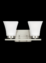 Generation Lighting - Seagull US 4411602-962 - Bayfield contemporary 2-light indoor dimmable bath vanity wall sconce in brushed nickel silver finis