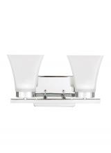 Generation Lighting - Seagull US 4411602EN3-05 - Bayfield contemporary 2-light LED indoor dimmable bath vanity wall sconce in chrome silver finish wi