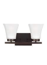 Generation Lighting - Seagull US 4411602EN3-710 - Bayfield contemporary 2-light LED indoor dimmable bath vanity wall sconce in bronze finish with sati