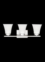 Generation Lighting - Seagull US 4411603-05 - Bayfield contemporary 3-light indoor dimmable bath vanity wall sconce in chrome silver finish with s