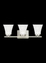 Generation Lighting - Seagull US 4411603-962 - Bayfield contemporary 3-light indoor dimmable bath vanity wall sconce in brushed nickel silver finis