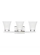 Generation Lighting - Seagull US 4411603EN3-05 - Bayfield contemporary 3-light LED indoor dimmable bath vanity wall sconce in chrome silver finish wi