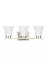 Generation Lighting - Seagull US 4411603EN3-962 - Bayfield contemporary 3-light LED indoor dimmable bath vanity wall sconce in brushed nickel silver f