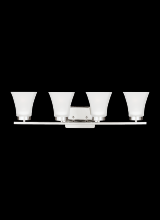 Generation Lighting - Seagull US 4411604-05 - Bayfield contemporary 4-light indoor dimmable bath vanity wall sconce in chrome silver finish with s